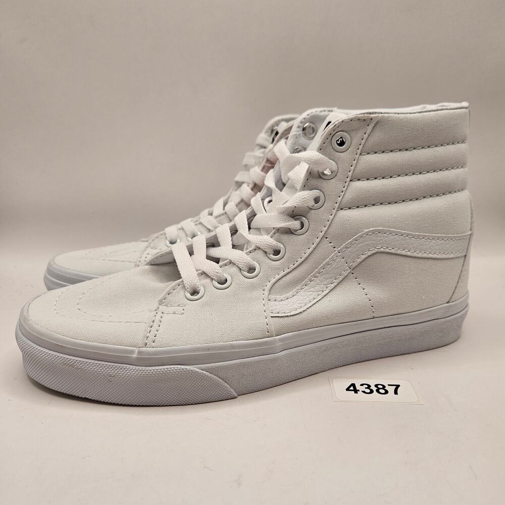 VANS WOMEN'S 7.5 SK8 HI CANVAS HI TOP SKATEBOARDING SNEAKERS TRIPLE WHITE